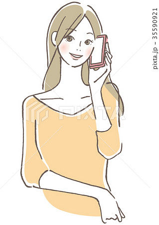 女性 携帯で話すのイラスト素材