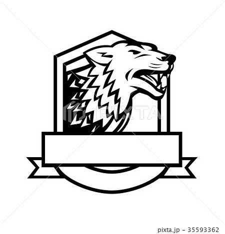 Wolf Growling Crest Retro Wolf Growling Crest Retro 35593362