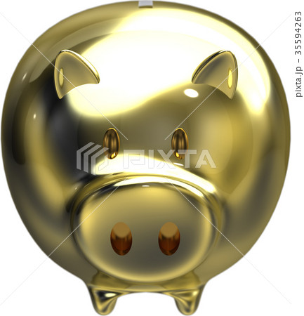 金の豚の貯金箱切り抜きのイラスト素材