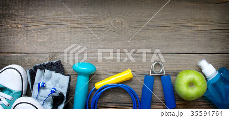 Gym fitness healthy lifestyle banner background Gym fitness healthy lifestyle banner background 35594764