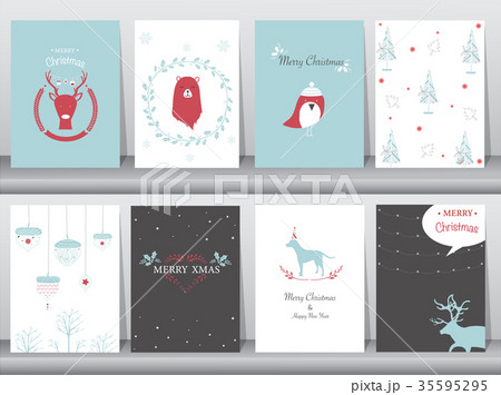 Set of cute Merry christmas  background  35595295
