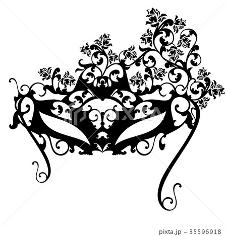 carnival mask with roses  black vector design carnival mask with roses  black vector design 35596918