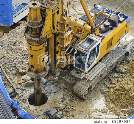 Drilling machine at construction site Drilling machine at construction site 35597984