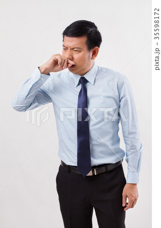 sick man with runny nose, cold, flu 35598172