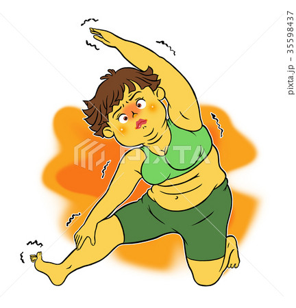 ダイエットホットヨガをする太った女性 35598437