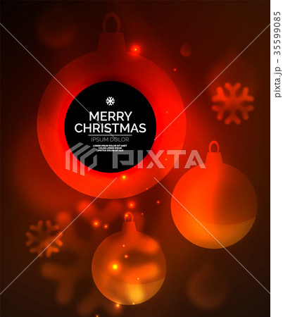 Glowing Christmas ball and snowflakes vector 35599085