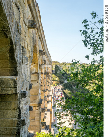 Touists at Pont du Gard in Nimes, France 35599159