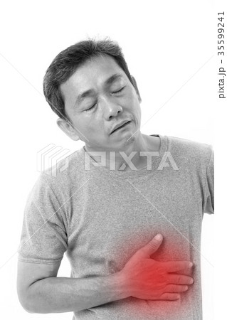 sick middle aged man, acid reflux 35599241