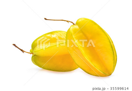 two whole star apple fruit isolated on white  35599614