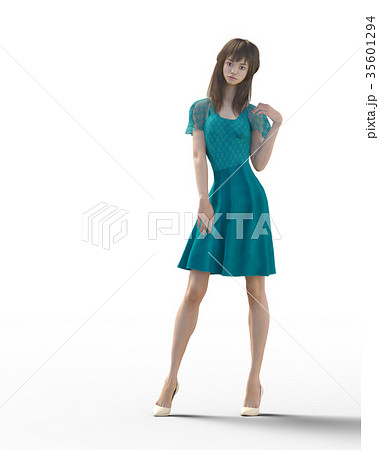 ポーズする綺麗な脚の女性　perming3DCGイラスト素材 35601294