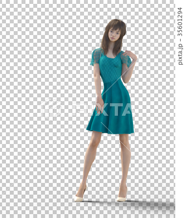 ポーズする綺麗な脚の女性　perming3DCGイラスト素材 35601294