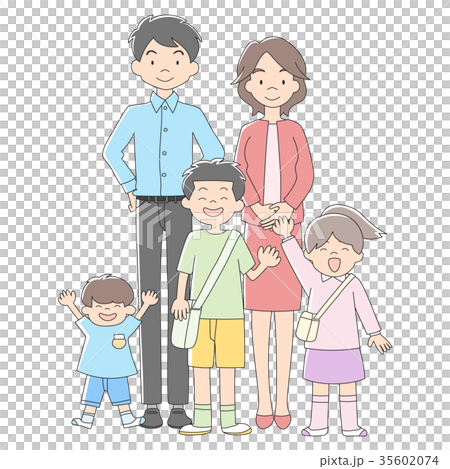 5人家族 集合のイラスト素材
