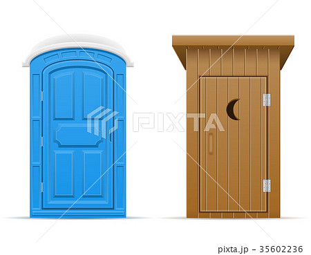 bio and wooden outdoor toilet vector illustration 35602236