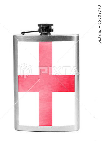 Alcohol flask with flag on the white Alcohol flask with flag on the white 35602773