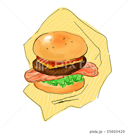 ハンバーガーイラストのイラスト素材