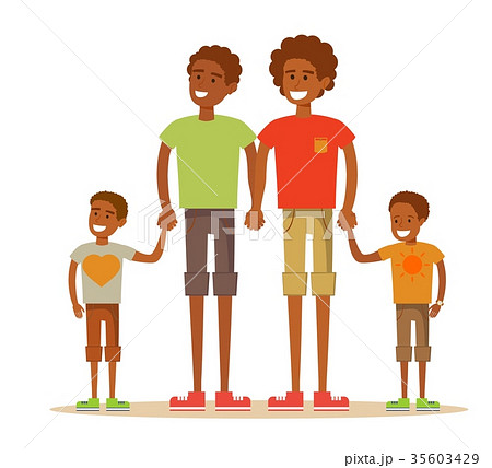 Happy gay couple with children 35603429