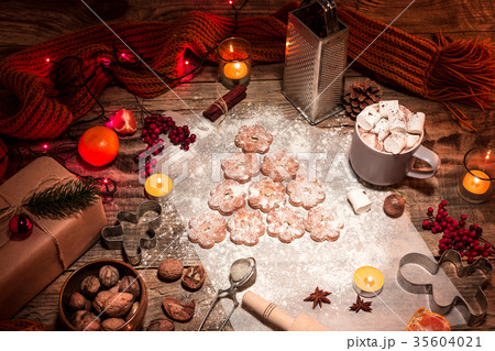 Homemade bakery making, gingerbread cookies in 35604021