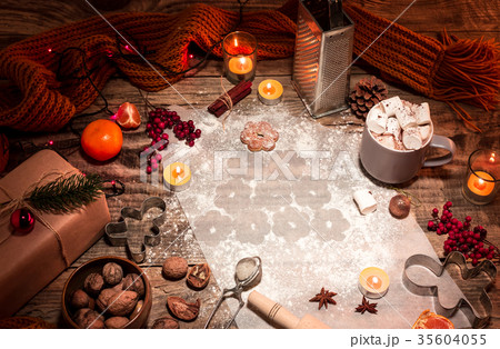 Homemade bakery making, gingerbread cookies in Homemade bakery making, gingerbread cookies in 35604055