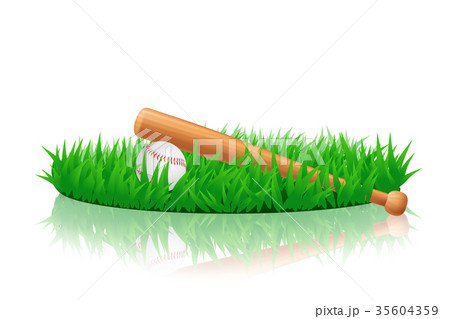 baseball equipment on grass 35604359