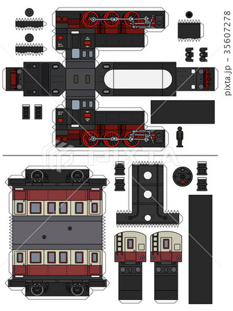 Paper model of a vintage steam train Paper model of a vintage steam train 35607278