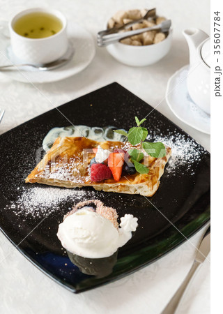 apple strudel with ice cream apple strudel with ice cream 35607784