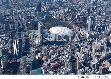 東京ドーム空撮の写真素材