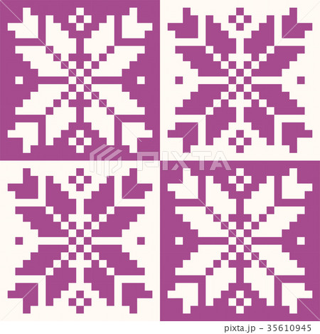フェアアイル柄_シームレス雪の結晶のパターン 紫色|セーターの柄 フェアアイル柄_シームレス雪の結晶のパターン 紫色|セーターの柄 35610945