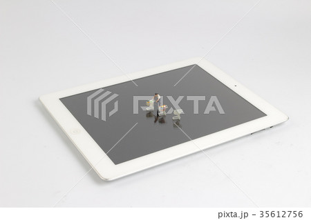 shopping cart or trolley figure toy on screen 35612756