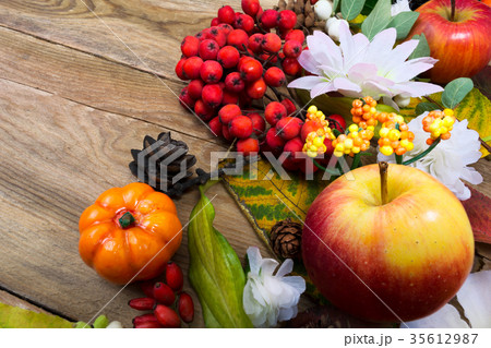 Rustic fall decoration with apple white silk daisy 35612987