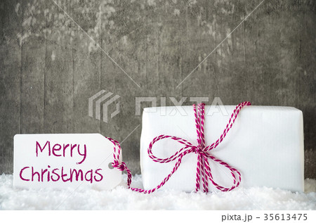 White Gift, Snow, Label, Text Merry Christmas White Gift, Snow, Label, Text Merry Christmas 35613475