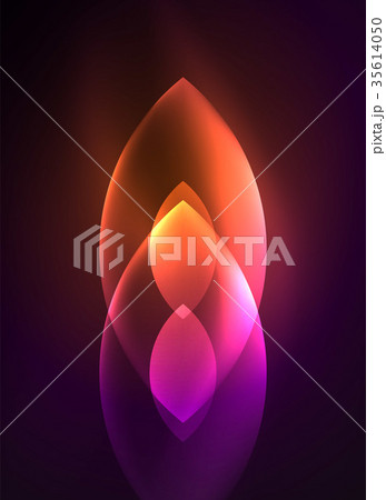 Glowing modern geometric shapes in dark space 35614050