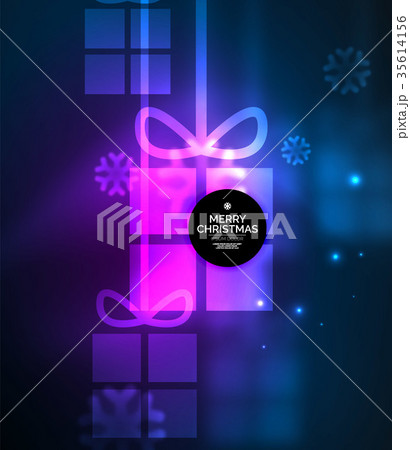 Glowing gift boxes with snowflakes, Christmas and 35614156