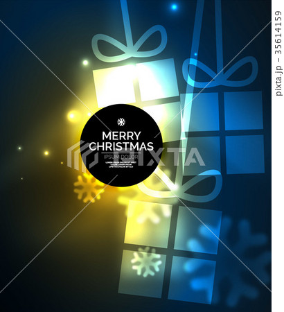 Glowing gift boxes with snowflakes, Christmas and 35614159