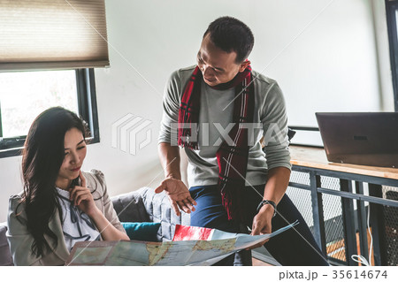 Two Travelers planning vacation  35614674