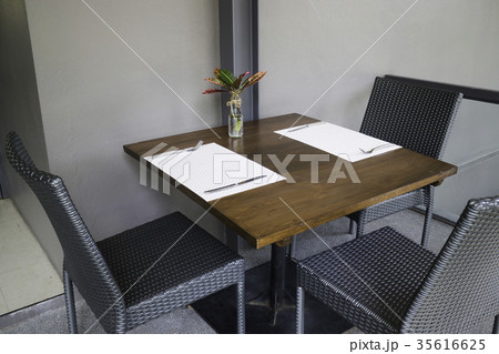 Standard table setting of hotel restaurant 35616625