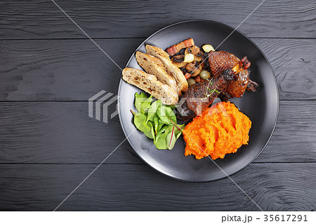tasty chicken stew with pumpkin puree 35617291