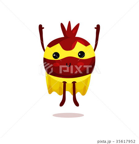 Cartoon illustration of pomegranate superhero 35617952