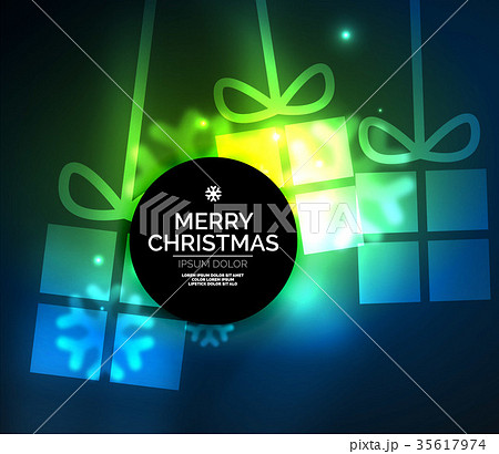 Glowing gift boxes with snowflakes, Christmas and 35617974