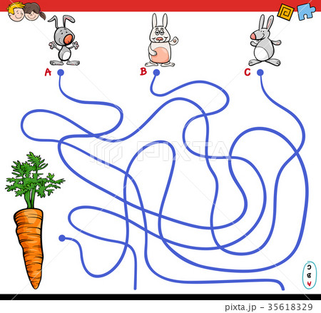 paths maze game with rabbits and carrot paths maze game with rabbits and carrot 35618329