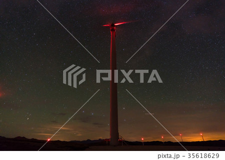 wind turbines generating clean power with milky 35618629