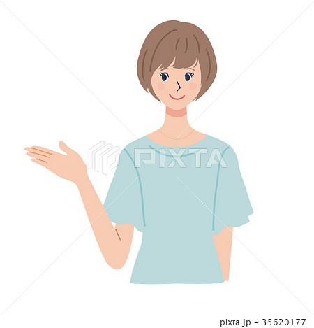 若い女性 案内 笑顔 イラスト 若い女性 案内 笑顔 イラスト 35620177