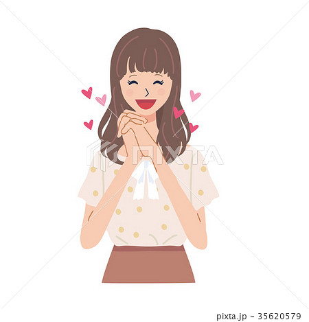 喜ぶ 若い女性 イラスト 喜ぶ 若い女性 イラスト 35620579