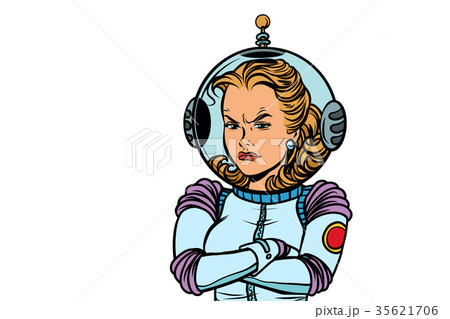 angry woman astronaut isolated on white background angry woman astronaut isolated on white background 35621706