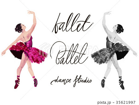 Watercolor ballerina hand painted with words 35621997