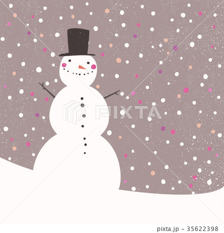Winter holidays card with a snowman in top hat 35622398