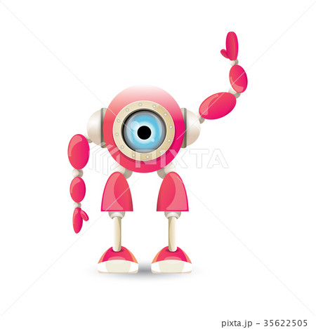 vector funny cartoon pink friendly robot character 35622505