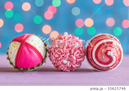 Christmas and new year colored balls on the 35625746