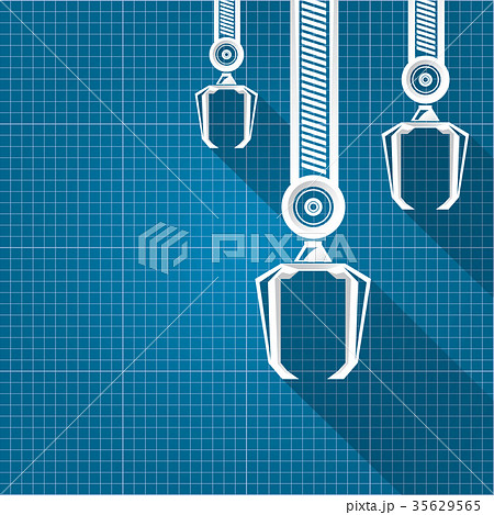 vector robotic arm symbol on blueprint paper vector robotic arm symbol on blueprint paper 35629565