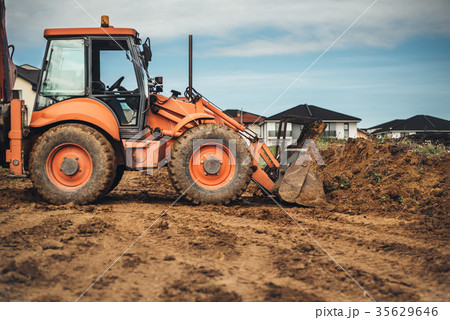 Industrial machinery at construction site. 35629646