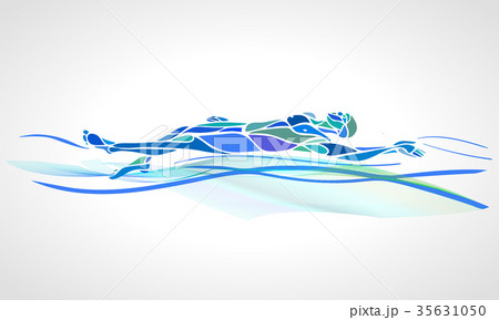 Swimmer Backstroke vector color silhouette 35631050
